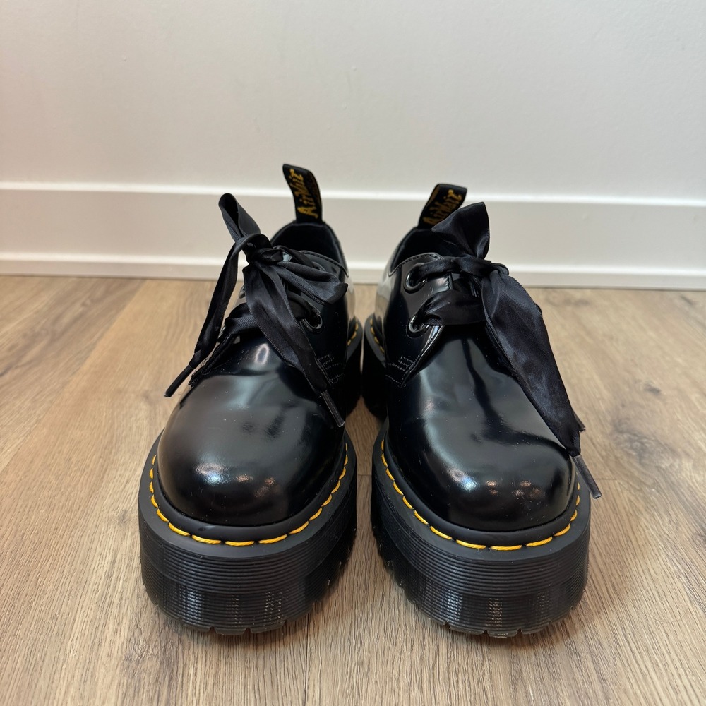 Dr Martens Holly Black Buttero Leather Platform Oxford Shoes Women's Size 7 EUC - Picture 3 of 9